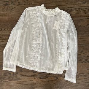ELOQUII white lace blouse, size 16 -NWT